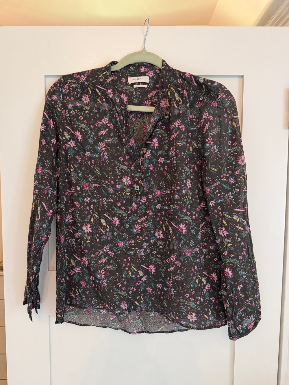 Isabel Marant Black Floral Long-Sleeve Blouse